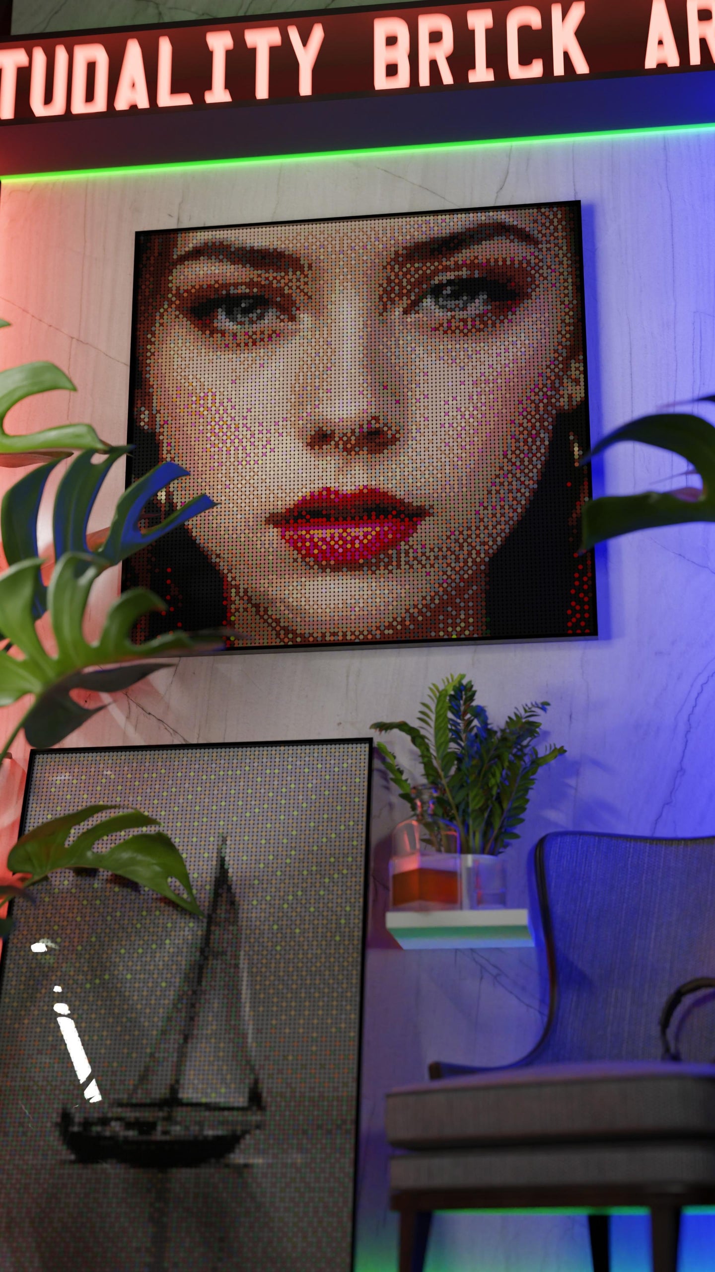 The Alluring Stare LEGO® Style mosaic kit with clear building instructions
